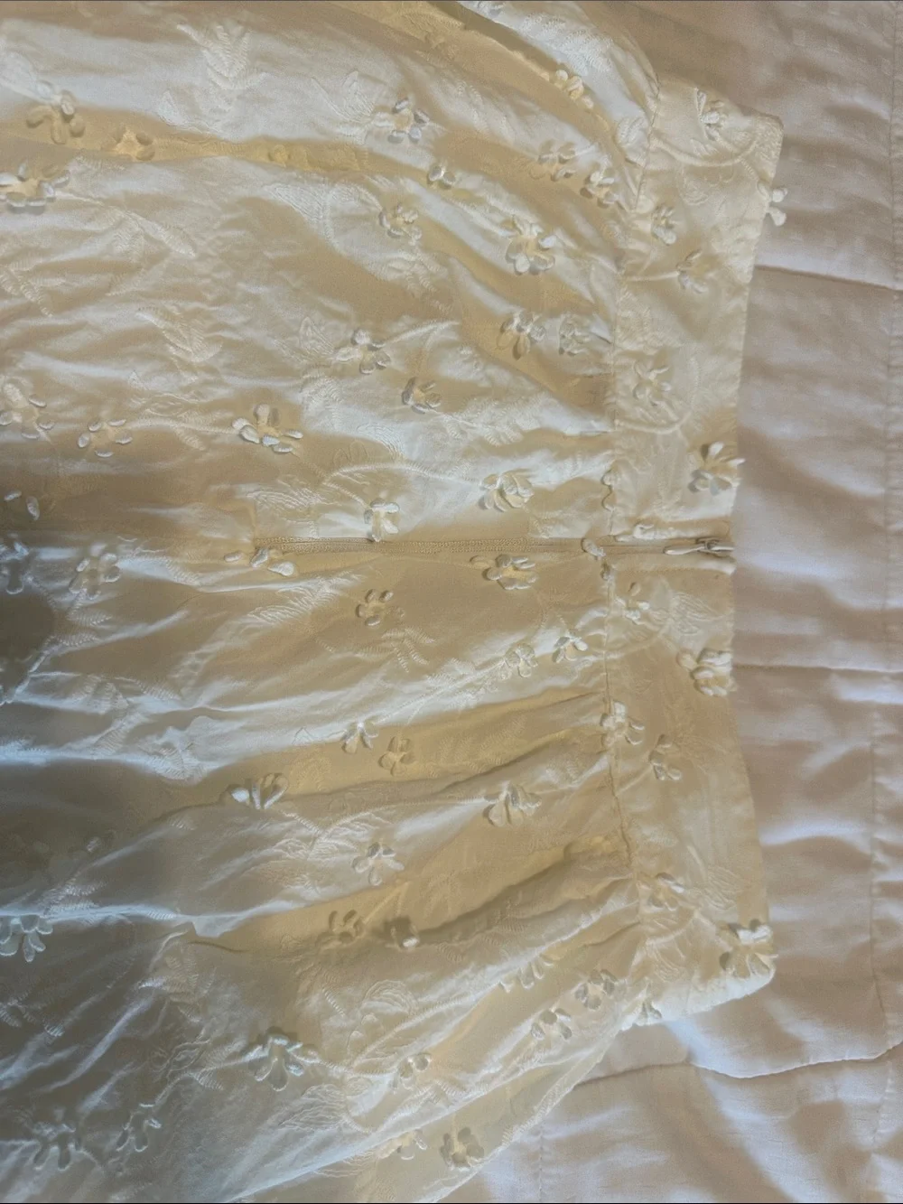 Delicate Cream A-Line Embroidered Midi Skirt - Picture 8 of 13
